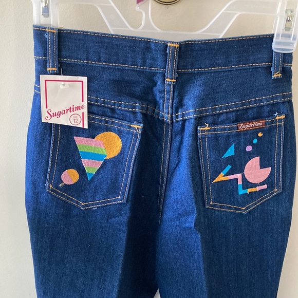 Vtg 1980s NWT Unworn Sugartime Embroidered Back Pockets Girls Denim Jeans Sz 12 - Picture 4 of 9